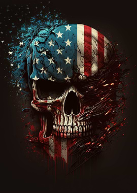 Skull with American Flag