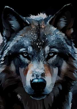 Wolf Face Watercolor
