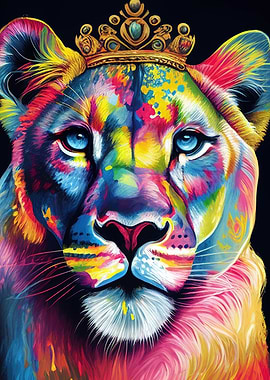 Colorful Lioness Animals