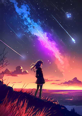 Sunset Anime Girl Sky