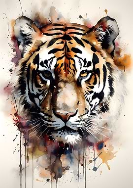 Tiger watercolor painting