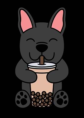 French Bulldog Bubble Tea
