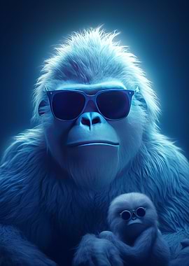 Cool Blue Funny Apes