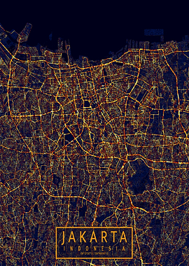 Jakarta Map City At Night