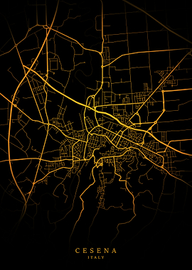 Cesena City Map Gold