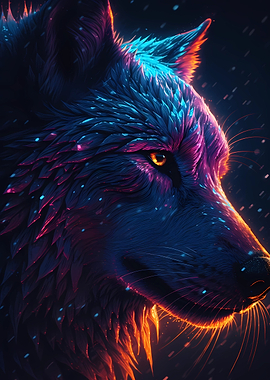 Colorful Wolf Portrait 15