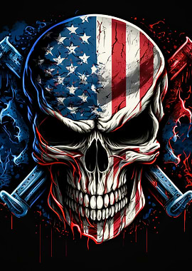 Skull with American Flag