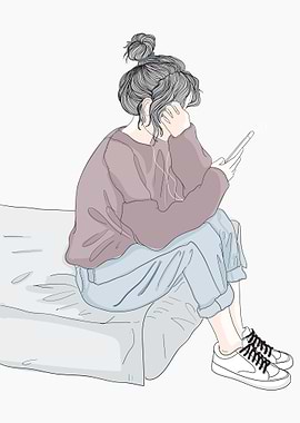 Looking Her Phone Poster