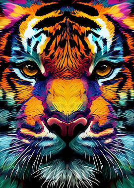 Tiger Pop Art Animal Face