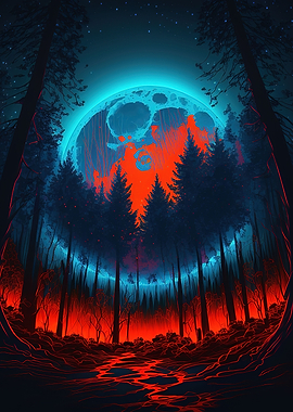Red moon forest dark