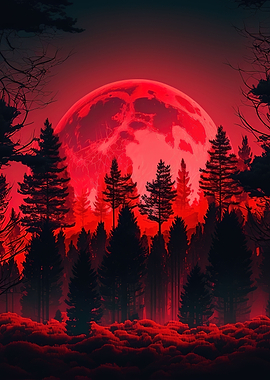 Red moon forest dark