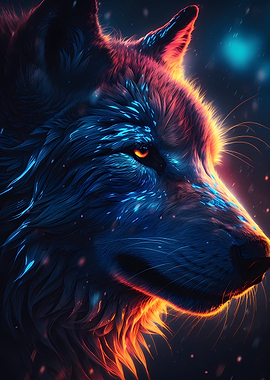 Colorful Wolf Portrait 16