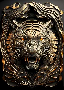 Metal Tiger Golden Deco