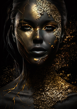 Afro girl Black and Gold