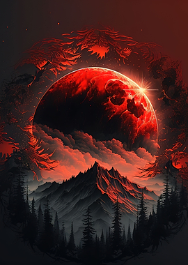 Red moon forest dark