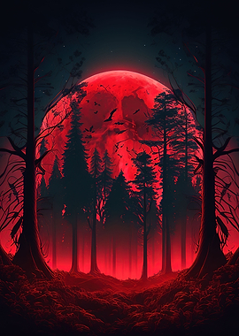 Red moon forest dark