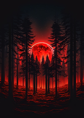 Red moon forest dark