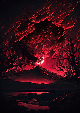 Red moon forest dark