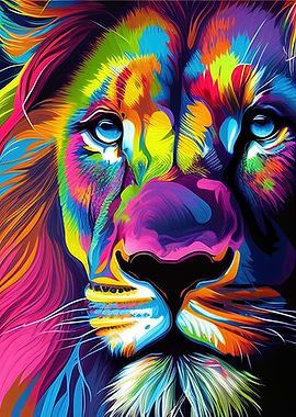 Colorful Lion Animals
