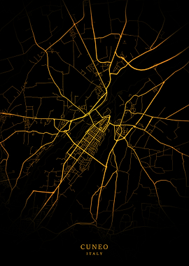 Cuneo City Map Gold
