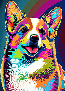 Colorful Corgi Dog Animals