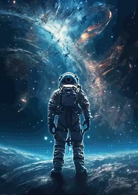 Astronaut Colorful Galaxy