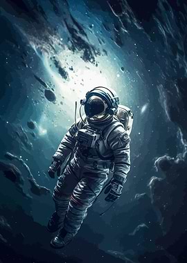 Astronaut Colorful Galaxy