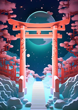 Torii gate in kirigami