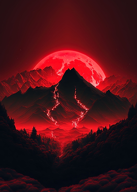 Red moon forest dark