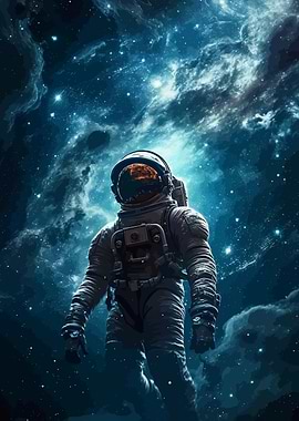 Astronaut Colorful Galaxy