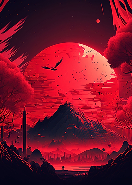 Red moon forest dark