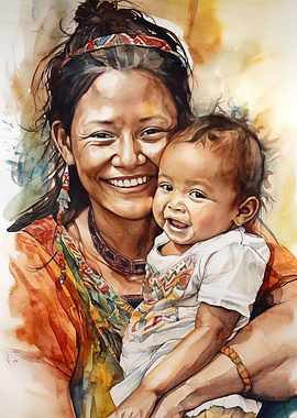 Mother and daughter smile