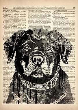 DOG ART ON DICTIONARY