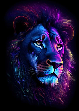 Neon Lion Head Portrait 8