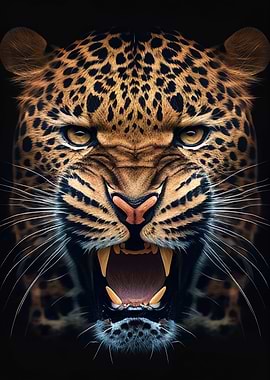 Angry Leopard Face Animal