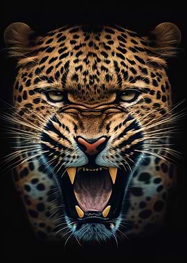 Angry Leopard Face Animal