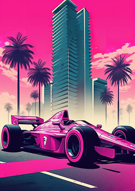 Retro F1 car in Miami