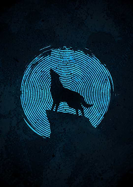 Wolf Howling Art Moon