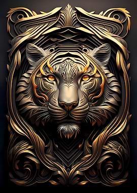 Epic Tiger Golden Art Deco