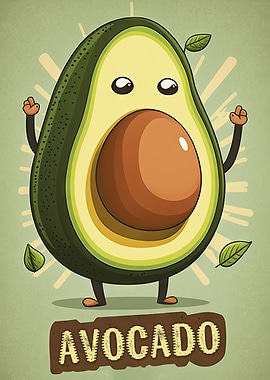 Cartoon Happy Avocado