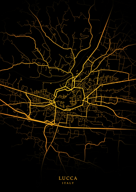 Lucca City Map Gold