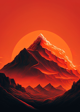Sunset Mountian Red Moon
