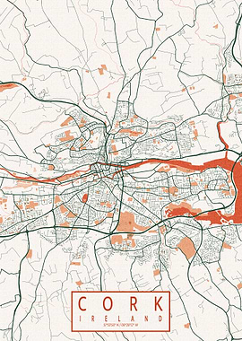 Cork Map Ireland Bohemian