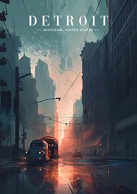 Detroit Downtown cityscape