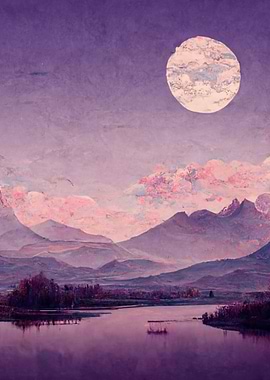 Full Mooin and Violet Sky