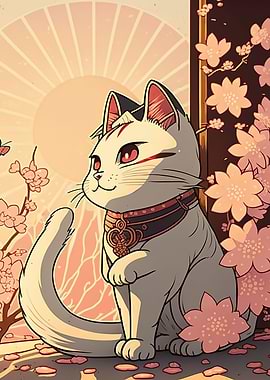 Cat Cherry Blossoms