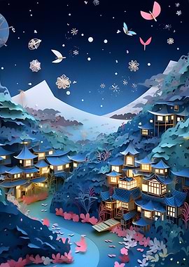 Night in chinese village