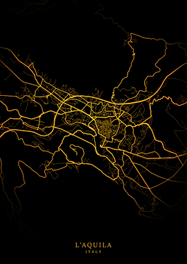 L Aquila City Map Gold