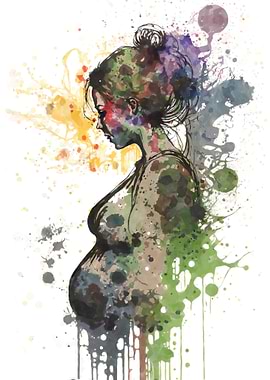 Pregnant Woman Watercolor