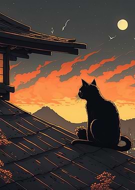 Displate ディスプレイット黒化け猫　メタルポースター Displate ディスプレイット黒化け猫 メタルポースター Black